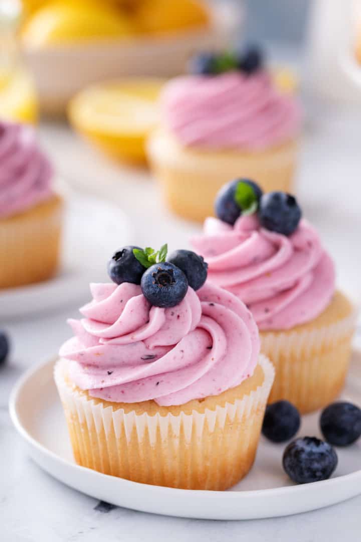 Lemon Cupcakes with Lemon-Blueberry Frosting