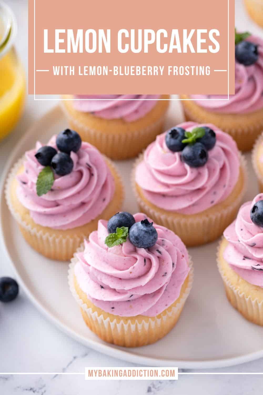 Lemon Cupcakes with Lemon-Blueberry Frosting