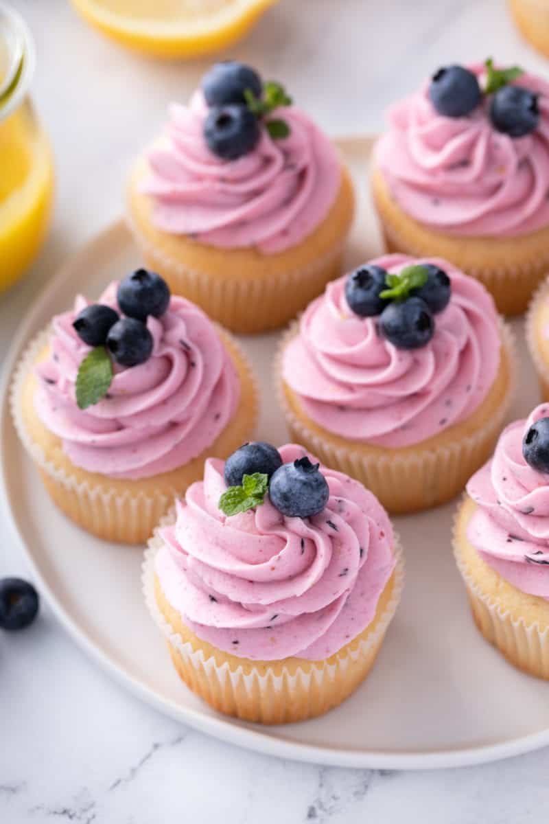 Lemon Cupcakes with Lemon-Blueberry Frosting