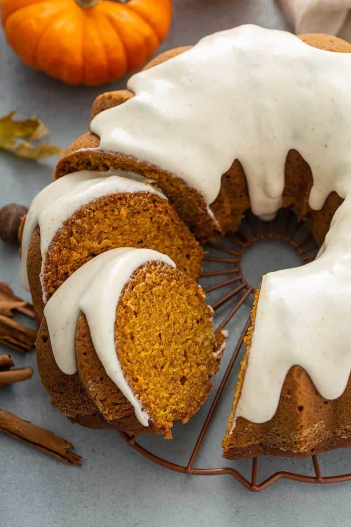 Pumpkin Gingerbread Mini Bundt Cakes with Brown Butter Glaze