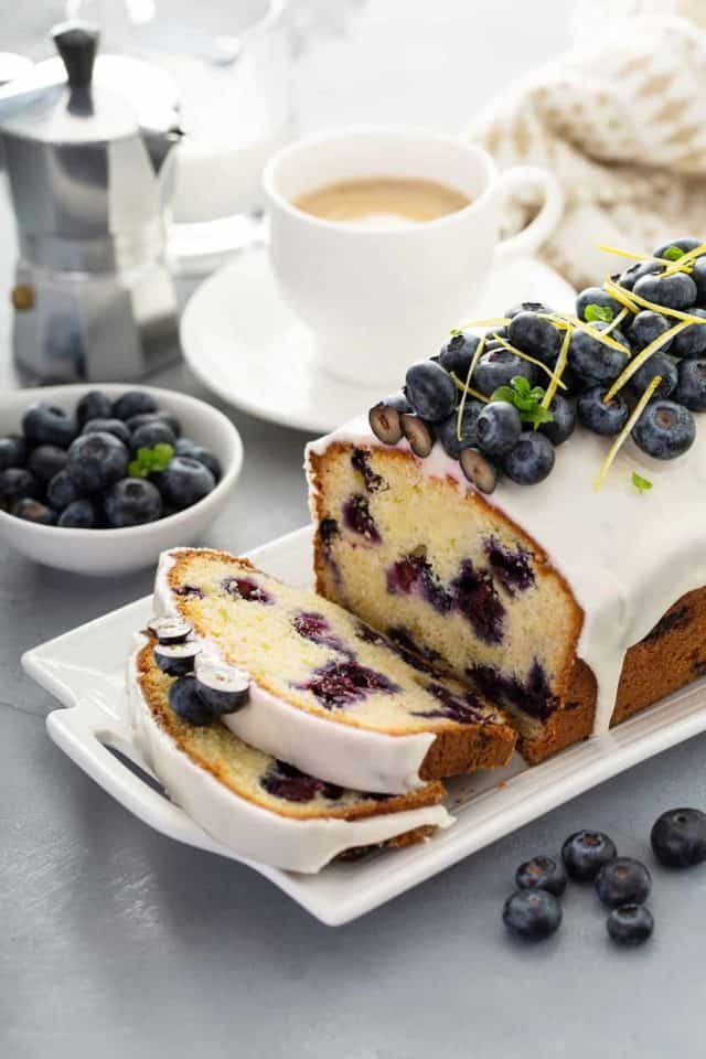 Lemon Blueberry Bread with Lemon Glaze | My Baking Addiction