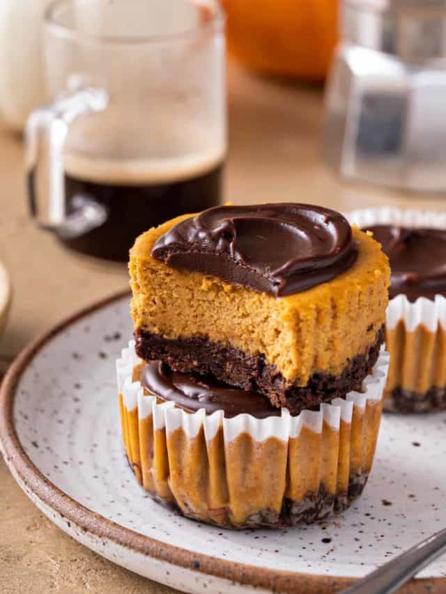 Mini Pumpkin Cheesecake Recipe My Baking Addiction   Cropped Stacked Mini Pumpkin Cheesecake 