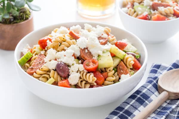 Easy Greek Pasta Salad Recipe | My Baking Addiction