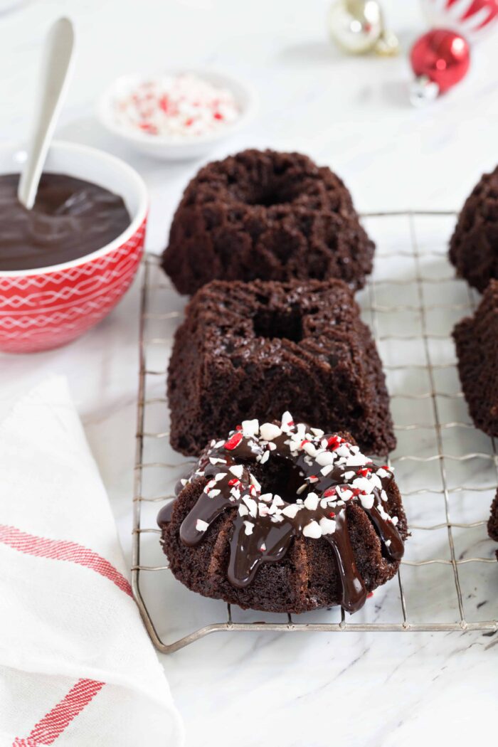 Chocolate Peppermint Mini Bundt Cakes - My Baking Addiction
