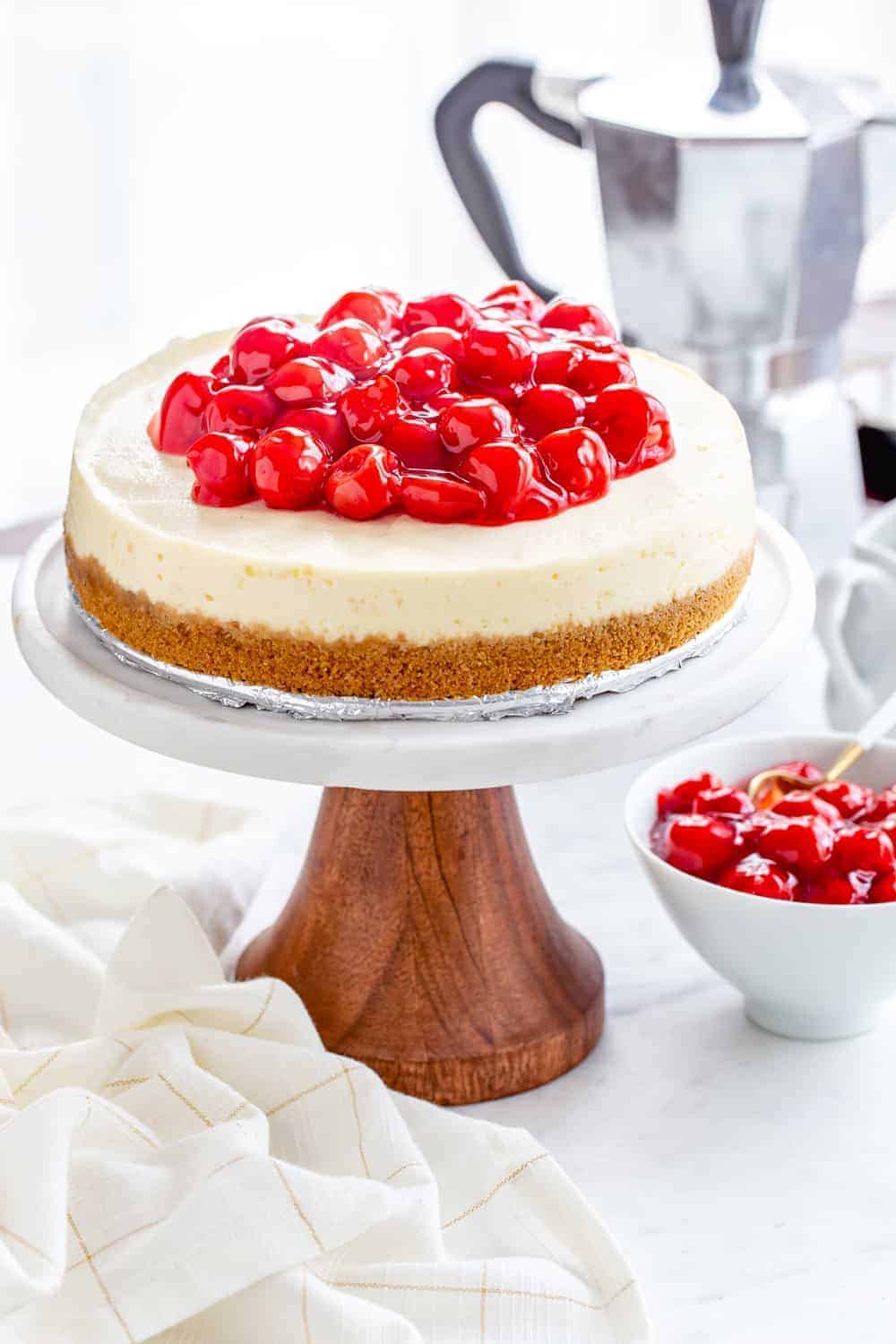 Instant Pot Cheesecake couldn't be easier or more delicious. Serve it up with pie filling, fresh fruit, or chocolate ganache for the perfect dessert. 
