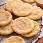 Easy snickerdoodle cookies on a wire rack.