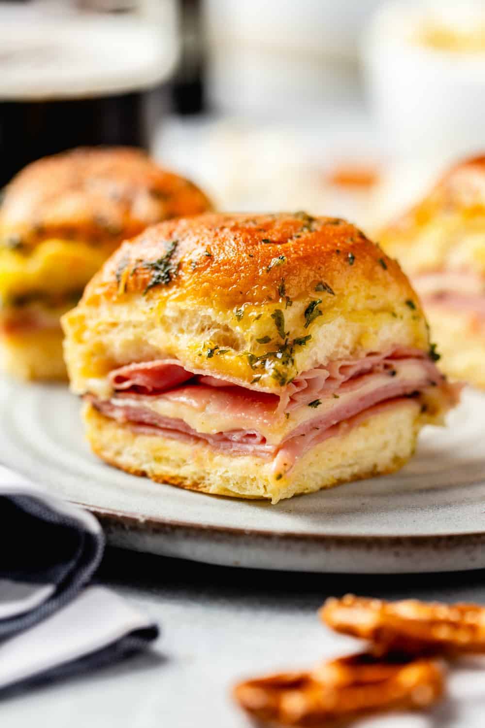 Easy Hot Ham and Cheese Sliders - My Baking Addiction
