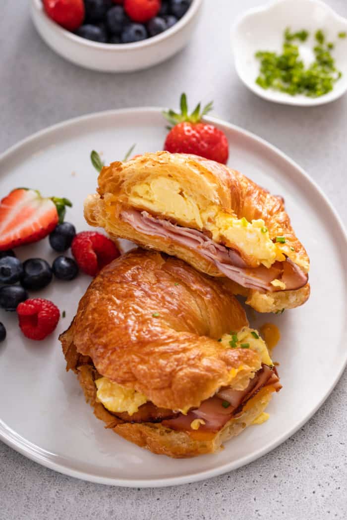 Easy Croissant Breakfast Sandwich - Alyona's Cooking