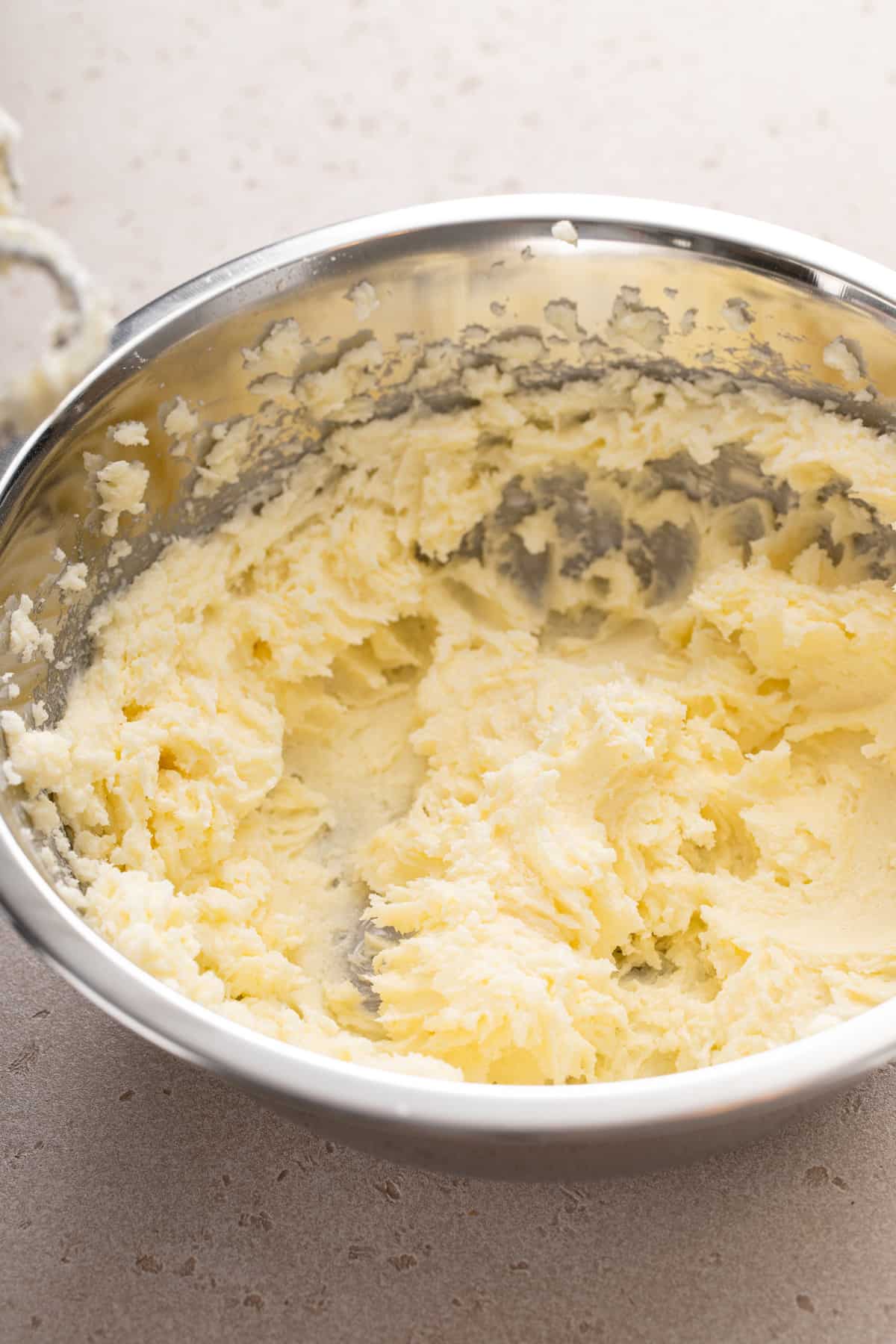 Butter and sugar creamed for 3 minutes.