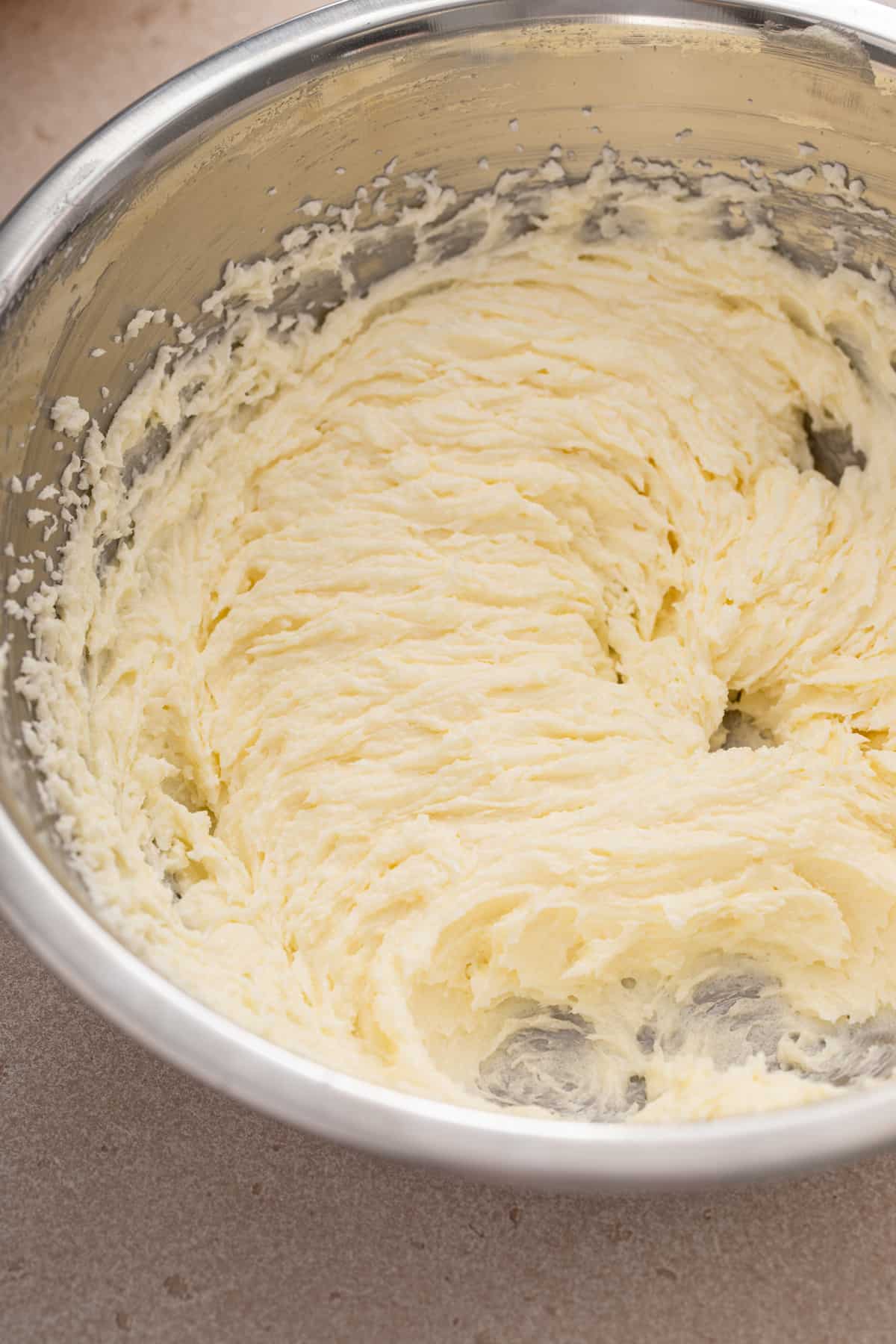 Butter and sugar creamed for 7 minutes.