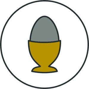 Illustration of an egg sitting in an egg cup.